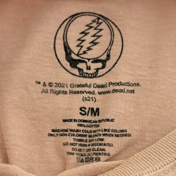 Grateful Dead Pink Womens Sz S/M (Tour 1976)Cropped Vintage Look Tee - Picture 7 of 7